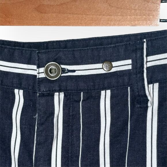 RAG & BONE Perry Linen Blend Shorts Striped Navy Blue Coastal Beach Cruise Lake - Picture 8 of 16
